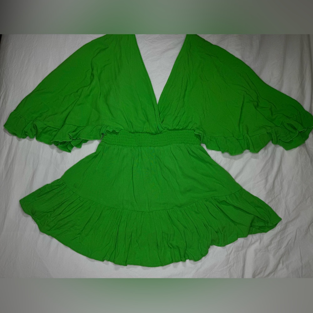 NWOT - FOREVER 21 Romper Bright Green | Large | Summer | Beach | Boho | Neon - Picture 2 of 10